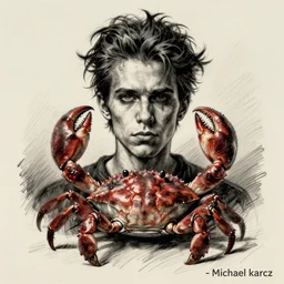grunge cartoon sketch of a human mixed with a crab by - michael karcz, loony toons style, horror theme, detailed, elegant, intricate