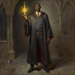 portrait of kevin garnett as a wizard at hogwarts, full body, mystical, magic, wizard, oil on canvas by william sidney mount, award winning