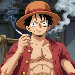 luffy from one piece smoking a cigarette
