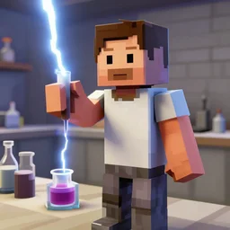 Walter White cooking meth in roblox, dramatic lightning