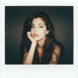 a beautiful contemplative woman, flash polaroid photo by george hurrell,