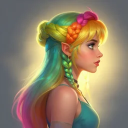 side - profile painted portrait, ellie bamber fairy, backlit, smooth, gaudy colors, overlord, dota matte painting concept art, official fanart behance artstation by atey ghailan, greg tocchini, james gilleard, joe fenton, kaethe butcher