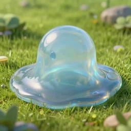 concept art of transparent closeup slime in the meadow. fantasy art, high details, masterpiece, cgsociety, octane render, 8 k, volumetric lighting, photorealism, translucent raytracing, artstation contest winner