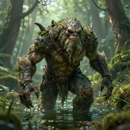 a swamp monster coming out if a swamp, fantasy art, octane render, hyperrealistic, unreal engine, 8k, hyperrealistic, artstation, concept art, artstationHD, Digital art