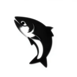 black shark fin icon on a white background