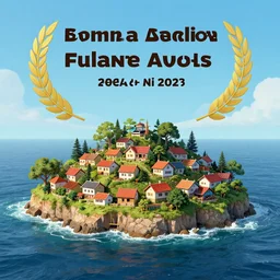 ultra realistic illustration, village on lone island in the ocean, rich contrast of colors, perfect award winning composition, sand beaches buildings in the style of clash of clans, league of legends artwork