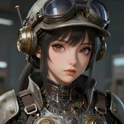 character concept art of a dieselpunk woman engineer | | anime, close - up portrait, cute - fine - face, pretty face, realistic shaded perfect face, key visual, fine details by hyeyoung kim, stanley artgerm lau, wlop, rossdraws, james jean, andrei riabovitchev, marc simonetti, and sakimichan, tranding on artstation