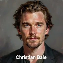 portrait of christian bale, digital painting by randy bishop