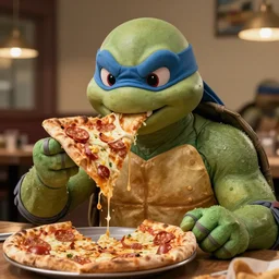 Ryan Gosling ninja turtle eating pizza , 4k, cinema ,