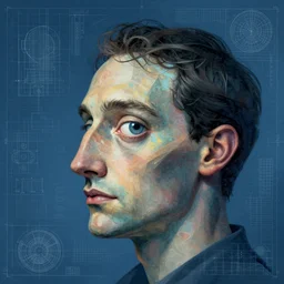 portrait of triangle shaped head with single picasso eye, in the style of Greg Broadmore and Arthur Rackham,trending on artstation, light lighting side view,digital art,surrealism ,macro,blueprint ,vaporwave ,
