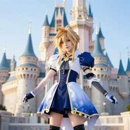 sora kingdom hearts cosplay by Disney castle 85mm photography hd