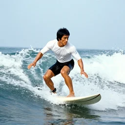 bruce lee catching a wave on a surfboard ca 1 9 7 2