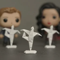 beautiful three point perspective film still of funko pop origami dancer in holly herndon meets merce cunningham, extreme closeup portrait in style of frontiers in miniature porcelain photography fashion architectural art studio edition, miniature origami figurine, tilt shift background, soft lighting, kodak portra 4 0 0, 8 k, macro, cinematic style by emmanuel lubezki