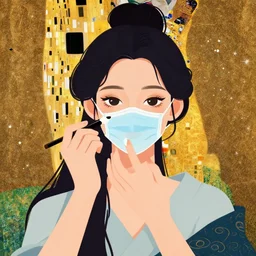 a vector illustration of a vulgar instagram influenza girl doing a make up tutorial, artstation, smooth, sharp focus, art by gustav klimt - alphonse mucha - adolphe bouguereau - n 8