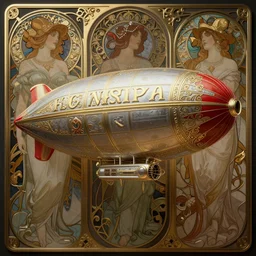 epic war zeppelin, dieselpunk, dramatic lighting, silver gold red details, filigree, intricate details, cinematic, elegant, octane render, art nouveau, 8k post-processing, intricate art by John Collier and Albert Aublet and Krenz Cushart and Artem Demura and Alphonse Mucha