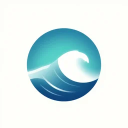a logo of an abstract gradient circle surf waves, adobe illustrator
