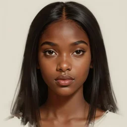 A bust of a beautiful black skinned Indian girl with large lips and smooth eyebrows and straight hair, HD, illustration, epic, fantasy, intricate, elegant, amazing detail, digital painting, artstation, concept art, smooth, sharp focus, illustration, art by Turine Tran