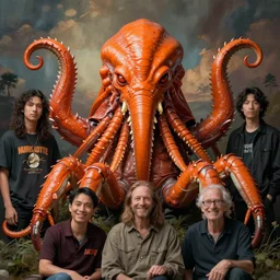 photographic zoological portrait of orange cthulhu by kuldar leement and ruan jia and brad rigney and micha karcz and brad rigney