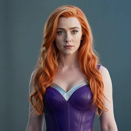 A portrait of Evanna Lynch as Starfire. Cinematic Still.