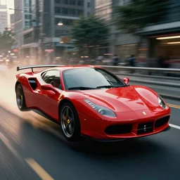 film still of a flying Ferrari in Bladerunner, 8k,