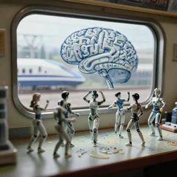 fuji gfx, wide lens, tilt shift ; beautiful hyperrealistic film still from devanagari movie of traveling cyborg dance scene directed by microplastics in style of 1 9 9 0 s frontiers in miniature porcelain kintsugu macro design magazine architectural art studio seinen manga closeup 3 / 4 portrait edition, real - life shinkansen window landscape view of porcelain sci - fi font brain map, highly detailed
