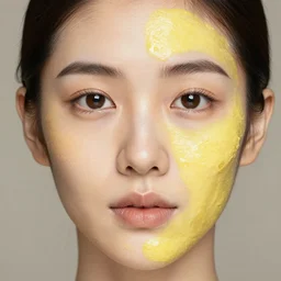 “ a woman face skinned of lemon skin”