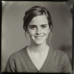 A daguerreotype photograph of Emma Watson Smiling