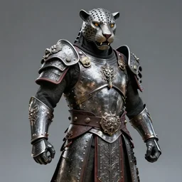 photo of a warrior with metal jaguar armour, highly detailed, 4k, HDR,