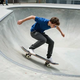 a fish is skating on a skateboard in a half pipe