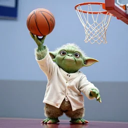 yoda dunking a basketball
