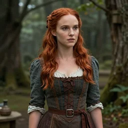 Natalie Portman as a red haired innkeeper, fantasy concept art by J.Dickenson - n9