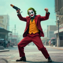 pinon fijo is the joker dancing with a minigun