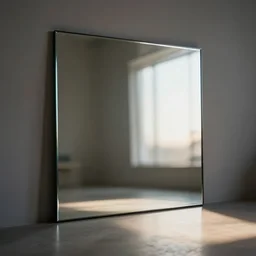 a square glass pane in a mirror room, natural lighting, cinematic lighting, 4 k, global illumination