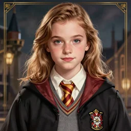 “ chloe grace moretz portrait as a wizard from hogwarts, poster, digital drawing, realistic, sharp focus, magic, magic wand, spells, stars, creatures ”