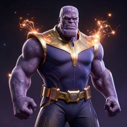 Thanos fusing with outerspace, with Infinity, hyperdetailed, artstation, cgsociety, 8k