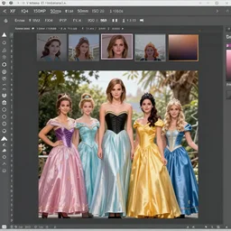 Emma Watson for Victorian Secret as Disney princes, perfect face, full length shot, XF IQ4, 150MP, 50mm, f/1.4, ISO 200, 1/160s, natural light, Adobe Photoshop, Adobe Lightroom, DxO Photolab, rule of thirds, symmetrical balance, depth layering, polarizing filter, Sense of Depth, AI enhanced