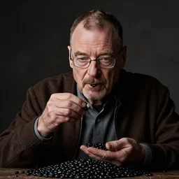 walter white eating black beans, photography,