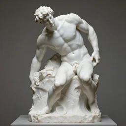 a muscular artist sculptures his upper body out of a white cubic block of marble, intricate, highly detailed, digital matte painting, in the style of alexandros pyromallis, and in the style of sachin teng, and in the style of hans thoma, and in the style of gil elvgren. irony, recursion, inspiration, art nouveau.