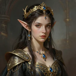 Majestic and regal portrait of a riveting and awe inspirin girl High Elf nobility, intricate, epic, elegant, menacing, fantasy, photo realistic, digital painting, hard focus, beautiful volumetric lighting, epic light, ultra detailed, by Leesha Hannigan, Ross Tran, Thierry Doizon, Kai Carpenter, Ignacio Fernández Ríos