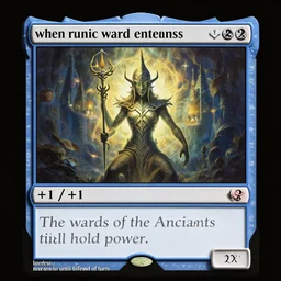 1. runic ward - enchantment - 2 w - when runic ward enters the battlefield, target creature gets + 1 / + 1 and gains lifelink until end of turn. - the wards of the ancients still hold power. magic the gathering card illustration