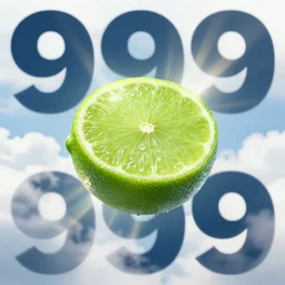 a perfect lime floating in heaven, beautiful, godrays shining, bright clouds in background, 1 9 9 9 poster,