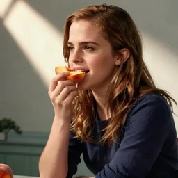 emma watson loves tasting sliced peaches!!