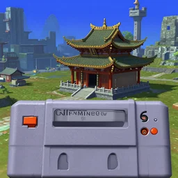 a lonely temple next to an ancient city. screenshot of goldeneye. nintendo 6 4 ( 1 9 9 6 )