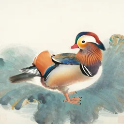 a beautiful painting the mandarin duck in the lotus, by zhang daqian painting