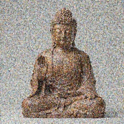 a sculpture of buddha with long hairs made in wood, light grey background, art by James Jean and Wayne Barlowe, high detail, cinematic, cgsociety 8k