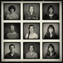 kodak portra 4 0 0, wetplate, muted colours, 1 9 6 0 s style, backroom, square picture frames, in the style of by britt marling