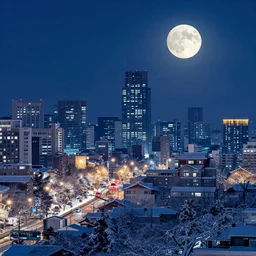 chinese city in winter moonnight by hiramatsu reiji hd