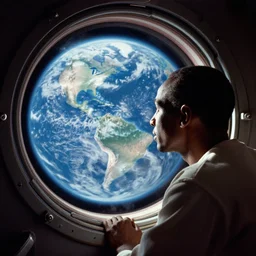 analogue photo of an African tribal man looking at planet earth out the porthole window of a spaceship, NASA, photo shot by martha cooper, 35mm,