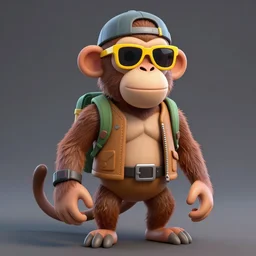 a monkey as the team fortress 2 scout, model, rendered in sfm, wearing a fedorah and yellow sunglasses