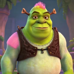 lofi biopunk portrait of shrek as a disney princess, pixar style, by tristan eaton stanley artgerm and tom bagshaw.